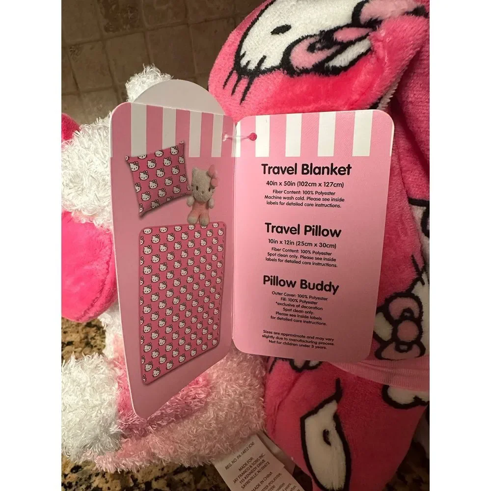 Hello‎ Kitty 3 piece pink travel set blanket plush and pillow